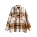 vintage outerwear female streetwear woolen coat women's oversized plaid jackets